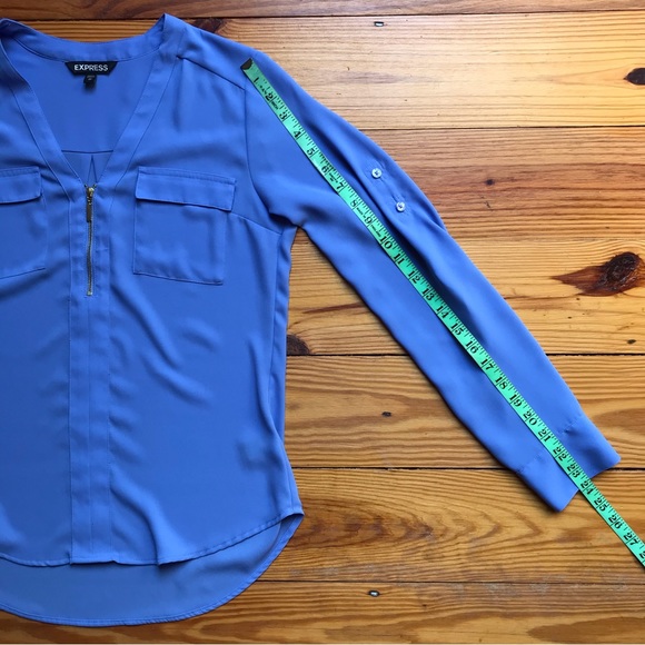 Express Periwinkle V-Neck Half Zip Blouse, GUC, XS - Picture 10 of 13